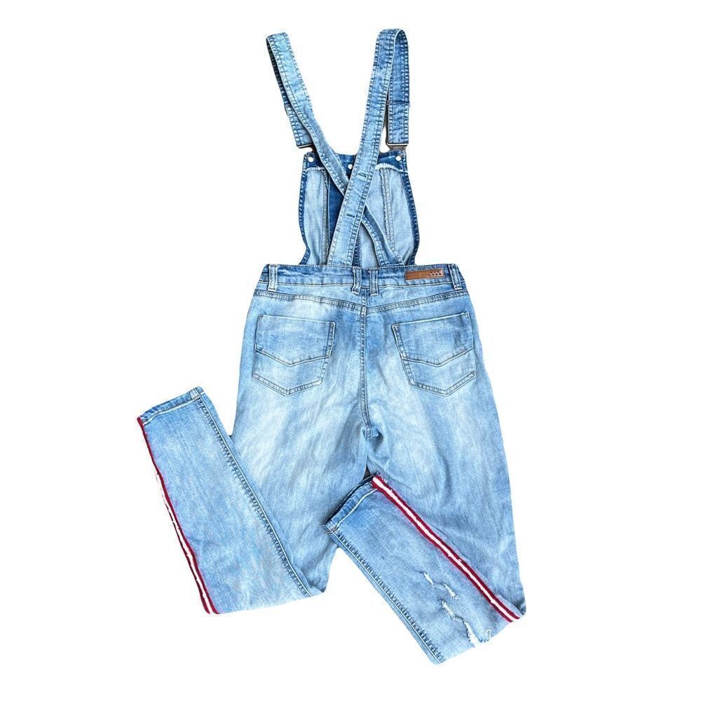 Dollhouse Women's Juniors Varsity Stripe Denim Overalls Size 7